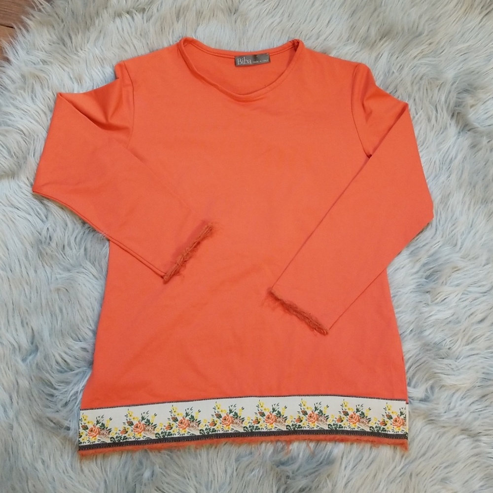 Made in Italy Biba Orange Crewneck Sweater